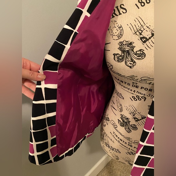 Kasper purple/black/white print blazer, sz 4 - Picture 4 of 5